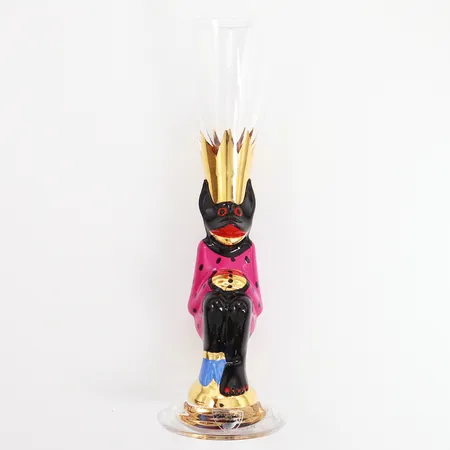 Snappsglas Orrefors Nobel Djävulsglas formgivare Gunnar Cyrén, 16,5cm, pastellrosa, etikettmärkt, monogramsignerad Vikt: 0 g