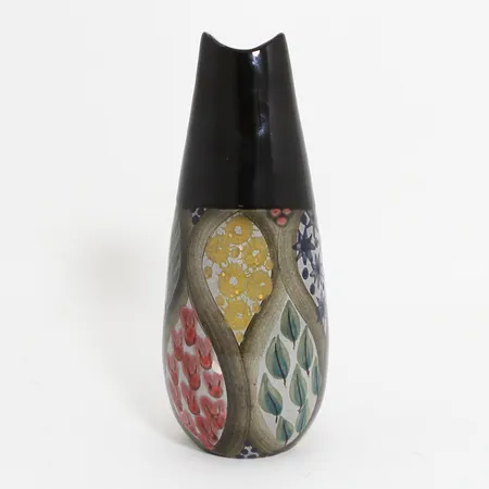 Vas Ingrid Atterberg "MIMOSA", Upsala-Ekeby 1950, Polykrom glasyr, 27cm