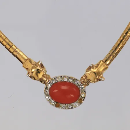 Collier orange och vita stenar, stenar saknas, längd 45cm, förgyllt 925/1000 silver Vikt: 25,3 g