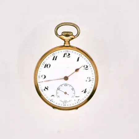 Fickur Monark Ø49mm, liten sekundvisare, boett-nr: 110087, funktionstestad, innerboett metall, 14K Bruttovikt: 71,1g Vikt: 91,1 g