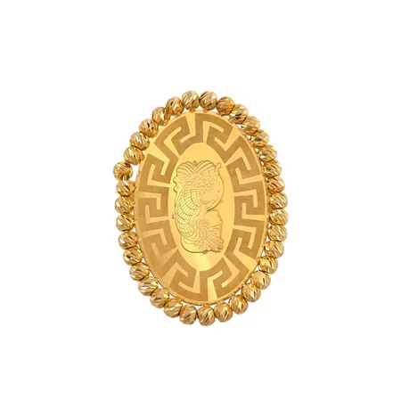 Ring i 21K guld, större front 22x30 mm, stl:16¾ mm, skenans bredd 2,2 - 6 mm, defekt Vikt: 6,5 g