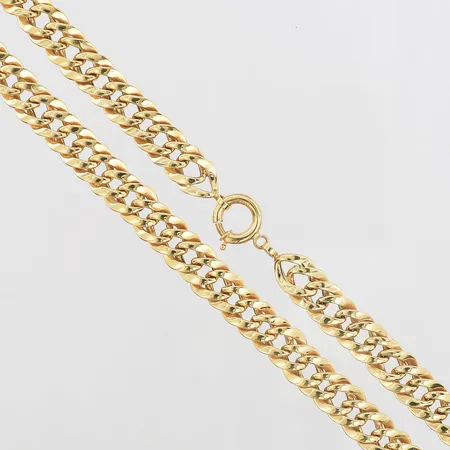 Kedja Pansar längd 45,5cm, bredd 10mm, manglad modell, ihålig, bucklor, 18K Vikt: 17,7 g