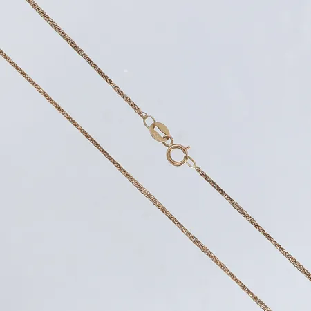 Kedja rävsvans längd 44cm bredd 1mm ojämnheter 14K.  Vikt: 2,1 g