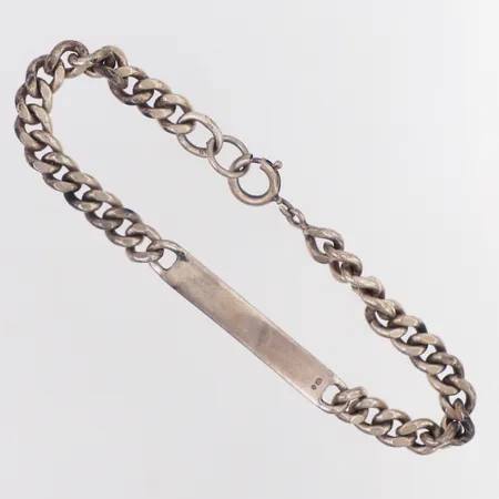 Armband Pansar platta längd 19/20cm bredd 6,2mm, gravyr, buckligt lås, silver Vikt: 18,9 g