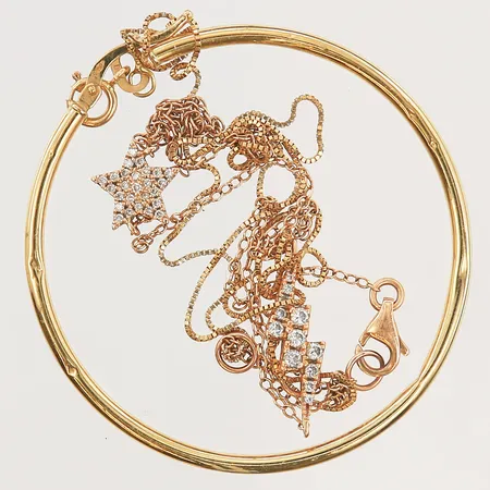 Diverse guld, små diamanter, trasigt, 18K Vikt: 4,8 g