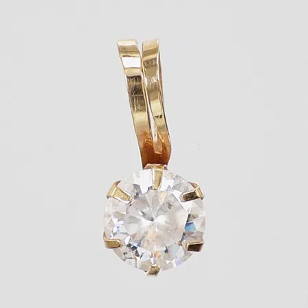 Hänge med vit sten sned ögla längd: ca 1,4cm bredd: ca 2-6mm 18K Vikt: 0,5 g
