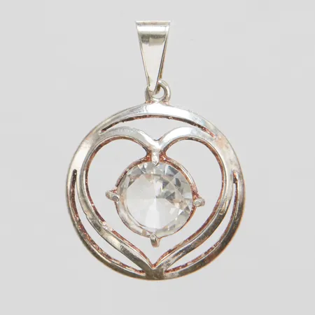Hänge med vit sten 31x21mm, silver 925/1000 Vikt: 2,6 g