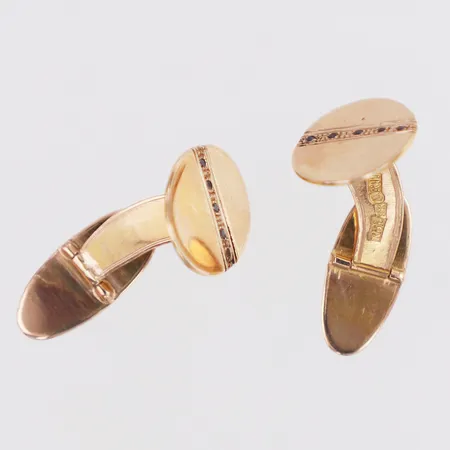 Manschettknappar svarta stenar ca 12x17mm, Guldsmeden I Konserthuset AB Stockholm år 2015, 18K  Vikt: 6,6 g