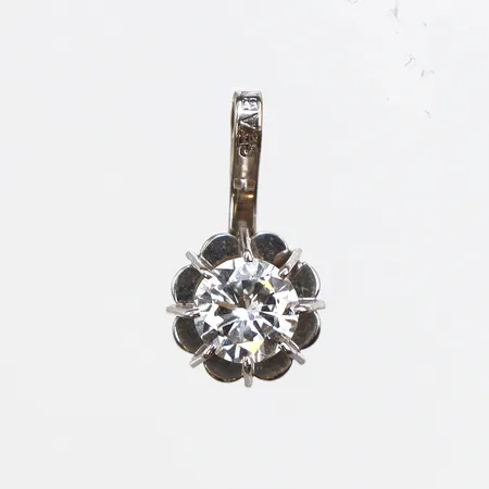 Hänge med diamant, 1 x ca 0,30ct, längd 12,2mm, bredd 1,3-6,3mm, vitguld, 18K. Vikt: 0,5 g