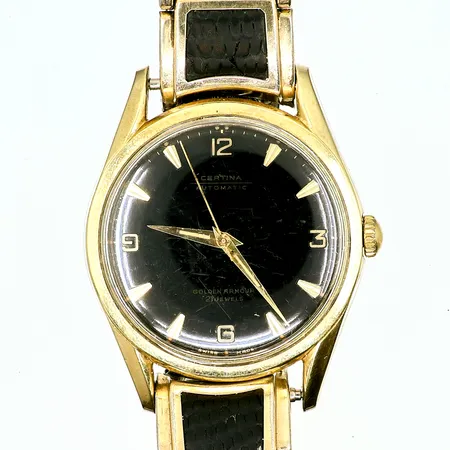 Herrur Certina Golden Armour Ø36mm guld på stål, Automat, flex band, repigt glas, fullt fungerande.