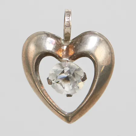 Hänge Hjärta med vit sten 25,5x20mm, silver 925/1000 Vikt: 1,7 g
