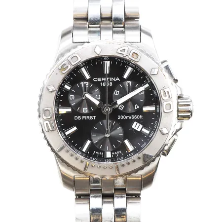 Herrur Certina Ds First Chrono, automatic, Ø40mm, safirglas, stållänk, modell 541.7184.4261, kvittokopia, originalbox, certifikat, tickar vi test, servicebehov kan finnas.