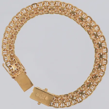 Armband X-länk med stav längd 19,5cm, bredd  8,9mm, 18K Vikt: 23,4 g