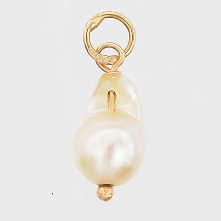 Hänge med odlad pärla Ø9x6mm, barock, 18K Vikt: 0,5 g