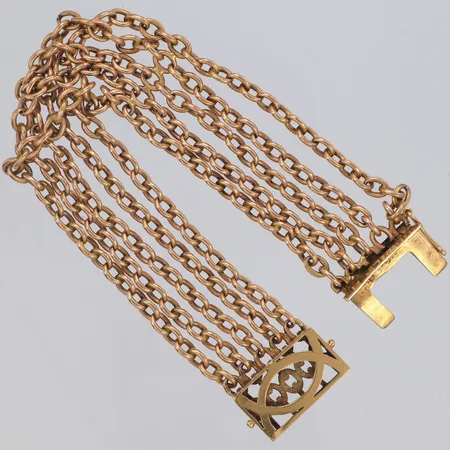 Armband 14K, lås troligen 18K, defekt, ostämplat Vikt: 38,7 g