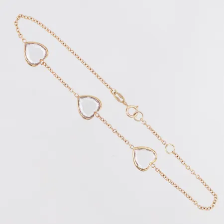 Armband hjärtan vita stenar GHA längd 17,5/19cm, bredd 1,3-8,3mm, 18K  Vikt: 2,6 g