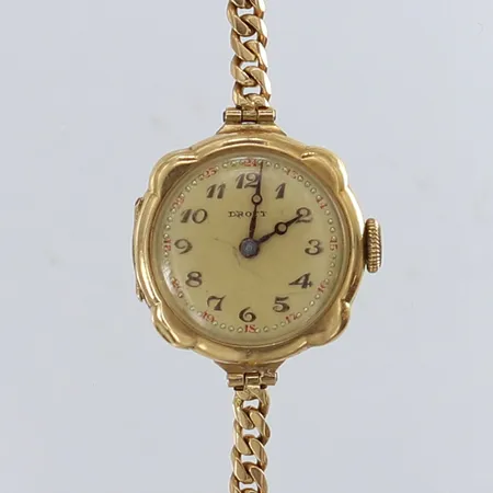 Damur Drott Ø24mm 18K, manuell, Pansar armband med säkerhetslås defekt, innermått ca 16cm, låser ej, skadad urtavla 18K, bruttovikt:17,4 g