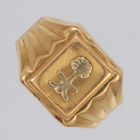Klackring, stl 21, bredd 15mm, skev, bucklig, 18K  Vikt: 7 g