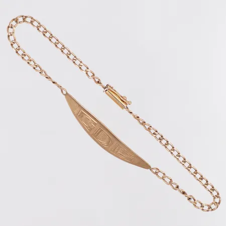 Armband Pansar platta längd 22,5cm, bredd 3-10,6mm, gravyr, repig, 18K Vikt: 6,8 g