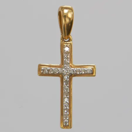 Hänge, kors med diamanter 22 x ca.0,0025ct, 8/8-slipade, GHA, 18K Vikt: 0,8 g