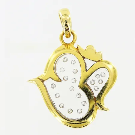 Hänge vita stenar, 25x19mm, infattning i glasmassa, 18K. Bruttovikt: 3,4gram Vikt: 3,4 g