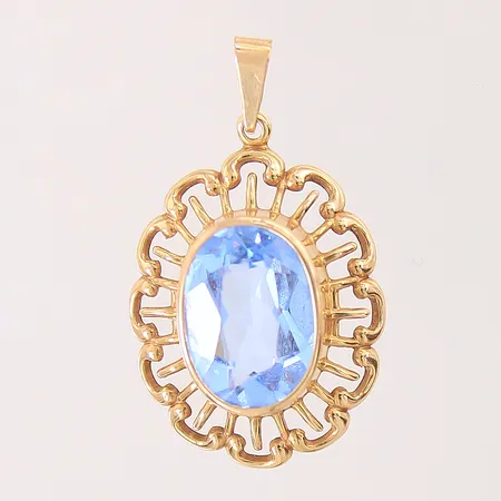 Hänge med blå sten samt dekor, 33x19mm, 18K Vikt: 2,8 g