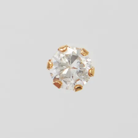 Örhänge, udda, vit sten, Ø4,5mm, saknar snurrebuss, 18K Vikt: 0,2 g