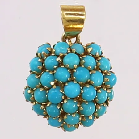 Hänge med turkosa stenar, Ø15mm, 18K, bruttovikt 2,8g Vikt: 2,8 g