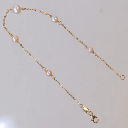Armband med odlade pärlor, 19,5cm, bredd: 1,2-6,5mm, GHA, 18K Vikt: 2,1 g