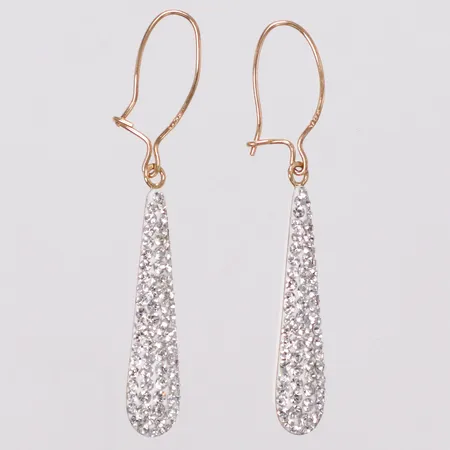 Ett par örhängen vita stenar, 37mm, 18K  Vikt: 1,1 g