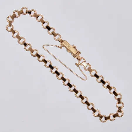 Armband längd ca 18,5cm, bredd ca 2-4mm, med säkerhetskedja, 18K Vikt: 6,5 g