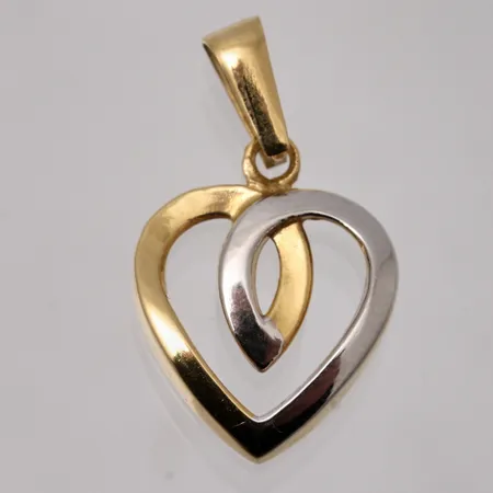 Hänge i 18K guld/vitguld, Hjärta, mått 11,7x20,1mm, tillverkad av Guldfynd, vikt 0,55g.