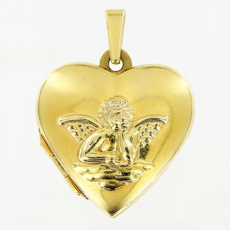 Hänge, medaljong, hjärta, 25x19mm, smärre bucklor på baksidan, 8K. Vikt: 2,1 g