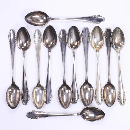 12 Kaffeskedar Modell Haga 1930-60-tal längd 11cm silver 830/1000 Vikt: 135,4 g