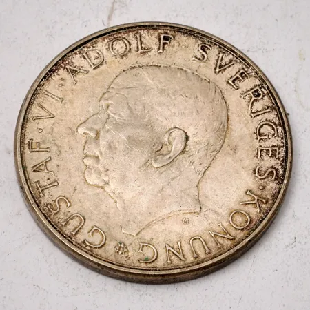  Mynt i silver, 10krona, vikt 18,2g.