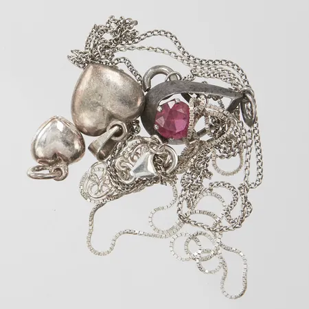 Diverse silver, defekt, trasigt, silver, sten, 830-925/1000, bruttovikt 5,2g Vikt: 5,2 g