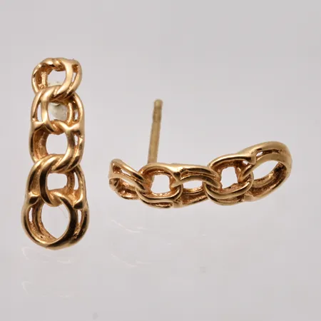 1par örhängen i 18K guld, Bismarck, mått 5,4x15mm, snurrebussar saknas, vikt 1,24g.