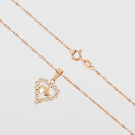 Collier med hänge 18k dekorerat med stenar,längd ca 41 cm,hängets höjd med ögla ca 19 mm. Vikt: 2 g