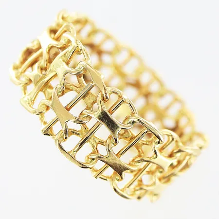 Ring X-länk med stav, stl 18½, bredd 9mm, 18K Vikt: 4,4 g