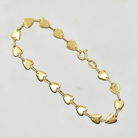 Armband hjärtan, längd 18½ cm, bredd 6 mm, 14K. Vikt: 9,6 g