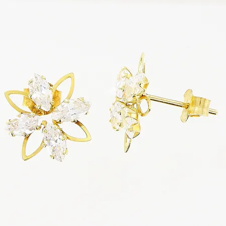 Ett par örhängen, vita stenar, 10,5x11,5mm, 18K Vikt: 1,1 g