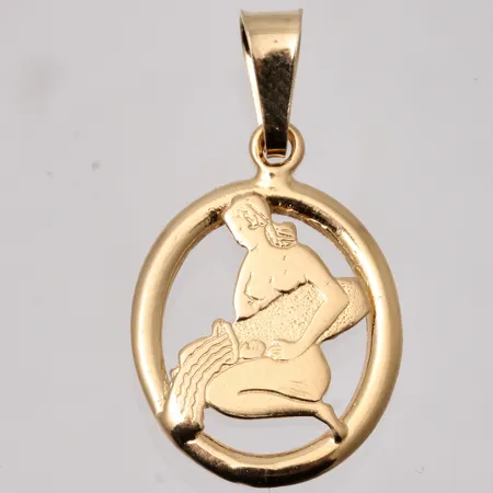 Hänge i 18K guld, Vattumannen, mått 12,8x23,2mm, tillverkad av Guldfynd, vikt 1,03g.