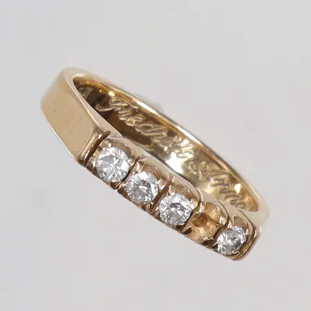 Ring med diamanter tot ca 4x 0,02ct, stl ca 16, sten saknas, defekt, 18K Vikt: 0 g