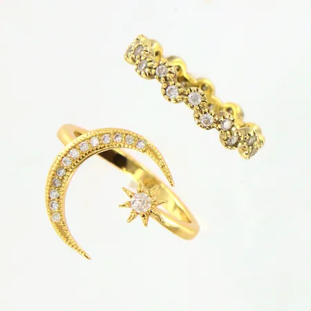 2 ringar, stl16¾, 17¾ , gulmetall