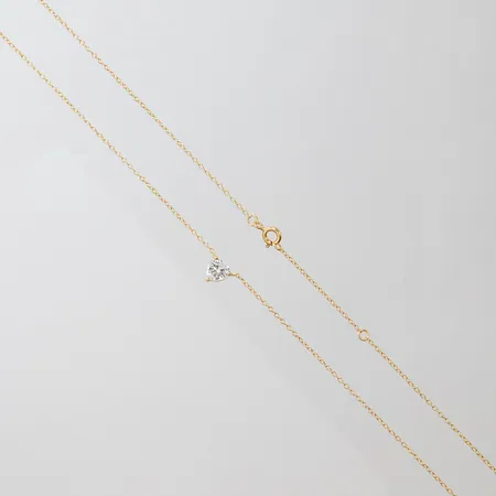 Collier, Ankarkedja med integrerad hjärtslipad vit sten, längd: 42+45cm, bredd: 1,1mm, sten 5,5x6mm, förgyllt silver, 925/1000 Vikt: 1,5 g