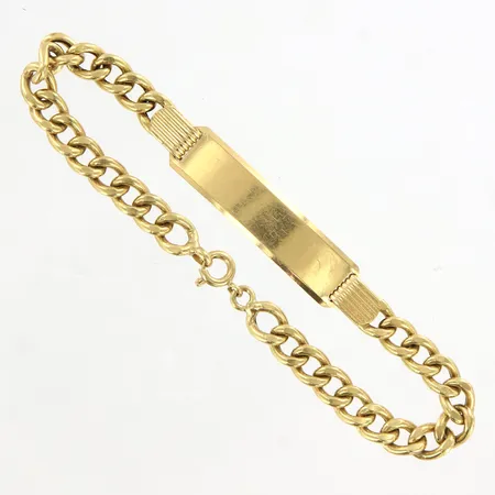 Armband Pansar med platta, 19cm, bredd: 5-8mm, ihåliga länkbitar, 18K Vikt: 9,7 g