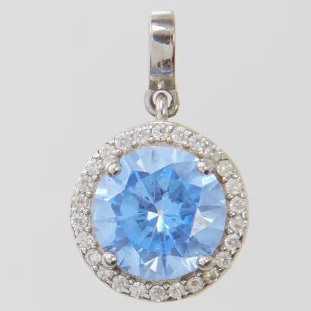 Hänge med blå samt vita stenar, 18x10,9mm, silver, 925/1000 Vikt: 1,6 g