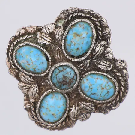 Brosch turkoser 37mm x 36mm, saknar stämplar Vikt: 17,2 g