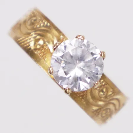 Ring vit sten dekor, stl 16½, bredd 5,5-7,5mm, 18K  Vikt: 3 g