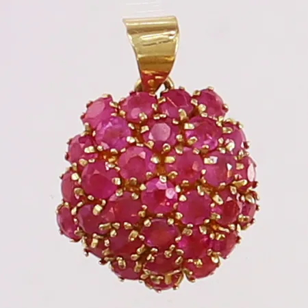 Hänge med rosa stenar, Ø15mm, 18K, bruttovikt 3,1g Vikt: 3,1 g